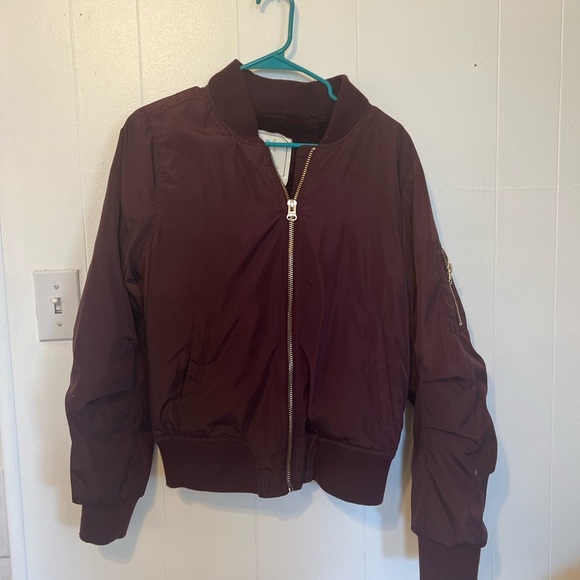 Angel Kiss Jackets & Blazers - Women's Burgundy Bomber Jacket